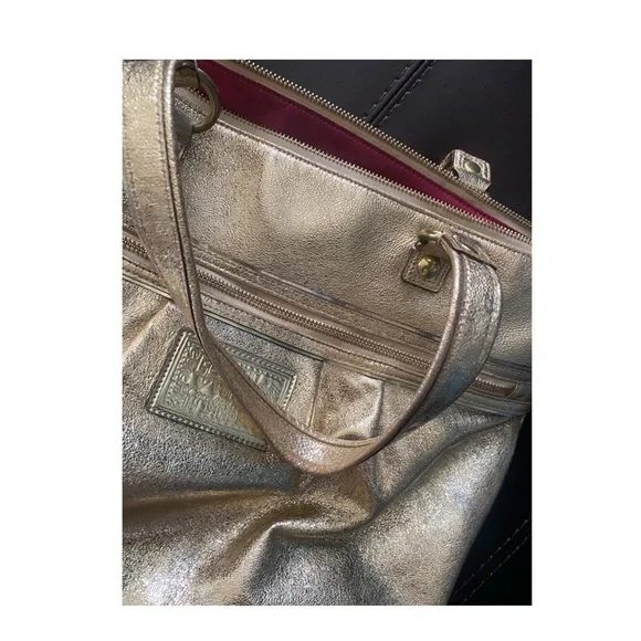 Coach Poppy Metallic Gold Leather Large Tote - Picture 4 of 5